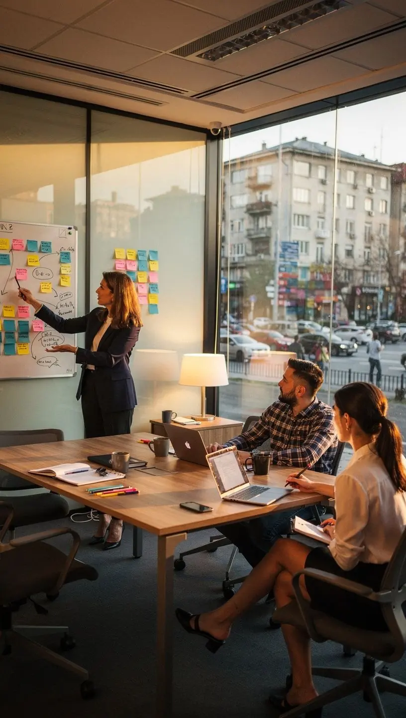 Listă vizuală cu strategii practice pentru reducerea timpului pierdut și creșterea performanței profesionale.